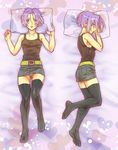  blush breasts covered_nipples dakimakura dragon_ball dragon_ball_z feet genderswap genderswap_(mtf) isaki_(shimesaba) medium_breasts multiple_views panties pantyshot thighhighs trunks_(dragon_ball) underwear 