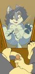  absurd_res balls canid canine canis cub erection expose hi_res male mammal masturbation mirror paws paws_pads penis precum reflection wolf young zoocub zooshi 