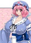  big_breasts breasts curvy female girl huge_breasts japanese_clothes kimono pink_eyes pink_hair ribbon saigyouji_yuyuko short_hair touhou ura urx_ura 