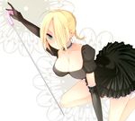  beelzebub_(manga) blonde_hair breasts cleavage hair_over_one_eye hilda_(beelzebub) skirt solo weapon 