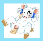  anthro anus bijou black_eyes blush border bow breasts female hair hamster hamtaro hamtaro_(series) lying male mammal nipples on_back one_eye_closed penis pigtails plain_background ribbons rodent sex small_breasts sssonic2 straight tear tears white_background white_hair 