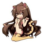  aisaka_taiga animal_ears brown_eyes brown_hair long_hair nude solo tail thighhighs tiger_ears tom_(drpow) toradora! 