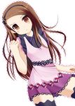  brown_eyes brown_hair casual hairband idolmaster idolmaster_(classic) idolmaster_2 long_hair minase_iori odayan solo thighhighs 