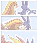  beak comic eeveelution espeon feathers female feral forked_tail fur hair kissing male manga mikazuki_karasu nintendo outside pidgeot pok&#233;mon pok&eacute;mon pounce purple purple_fur purple_hair romantic straight tail video_games wings 