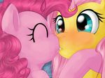  eyes_closed female feral fluttershy_(mlp) friendship_is_magic fur hasbro horse kissing lesbian mammal melancholysanctuary my_little_pony pink_fur pinkie_pie_(mlp) pony recycletiger shippingequine warm_colors 