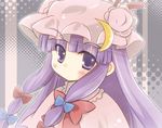  blush crescent hat long_hair patchouli_knowledge purple_eyes purple_hair ribbon solo touhou usagiya-shiina 
