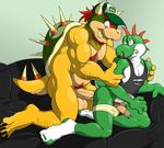  anal anti_dev balls blood bowser claws clothing cum dinosaur duo gay hat koopa male mario_bros muscles nintendo number penis reptile scalie scarf shell shirt socks tank_top tattoo teeth turtle underwear video_games yoshi 