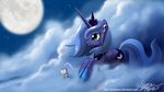  2011 alicorn apple_(copyright) blue_eyes blue_hair cloud clouds cool_colors cutie_mark equine female feral friendship_is_magic hair hasbro hi_res horn horse ipod john_joseco mammal moon my_little_pony night pony princess_luna_(mlp) purple_body sky solo wallpaper widescreen winged_unicorn wings 