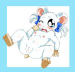  anus bijou black_eyes blush border bow breasts cool_colors female hair hamster hamtaro hamtaro_(series) lying mammal nipples on_back one_eye_closed pigtails plain_background pussy ranged_weapon ribbons rodent small_breasts solo spread_legs spreading sssonic2 tear tears weapon white_background white_hair 