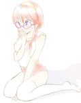  1/2 blue_eyes braid genderswap glasses hanamutsuki hibiki_yoiko ranma ranma-chan ranma_1/2 red_hair saotome_ranma thighhighs twin_braids 