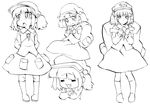  :3 backpack bag blush_stickers boots child expressions greyscale hair_bobbles hair_ornament kawashiro_nitori key monochrome neibii touhou two_side_up 