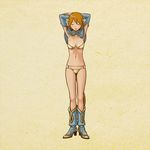  alphabet animal_ears bad_id bad_pixiv_id bikini_top brown_hair closed_eyes genderswap genderswap_(mtf) journey_to_the_west midriff monkey_ears monkey_tail navel panties short_hair solo sun_wukong tail underwear yuuhei 