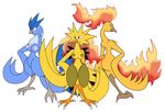  abstract_background anthro articuno avian blue blue_body blue_eyes breasts butt female fire gb_of_bs green_eyes legendary_pok&#233;mon looking_at_viewer looking_back moltres nintendo nipples orange orange_body plain_background pok&#233;mon pok&#233;morph pok&eacute;mon red_eyes simple_backgorund talons thighs video_games white_background yellow yellow_body zapdos 