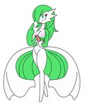  abstract_background blue_eyes breasts female gardevoir gb_of_bs green_hair hair nintendo nipples plain_background pok&#233;mon pok&eacute;mon simple_background solo thighs video_games white white_background white_body 