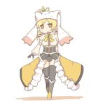  adapted_costume cosplay hat inishie kyubey mahou_shoujo_madoka_magica mawaru_penguindrum parody princess_of_the_crystal princess_of_the_crystal_(cosplay) seizon_senryaku solo thighhighs tomoe_mami 