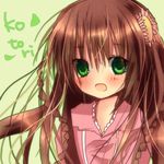  braid brown_hair dress flower green_eyes hina_(ohinao) kanbe_kotori long_hair rewrite solo twin_braids 