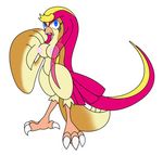  abstract_background anthro avian beak blue_eyes breasts female gb_of_bs hair long_hair nintendo nipples pidgeot plain_background pok&#233;mon pok&#233;morph pok&eacute;mon simple_background solo talons thighs video_games white_background wide_hips 