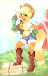  anthrofied apple applejack_(mlp) boots cowboy_boots equine farm female friendship_is_magic fruit gloves hasbro hay horse mammal my_little_pony pony solo yuuri 