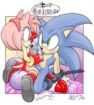  amy_rose balls bdsm blue blush bondage bound breasts chain condom cum erosuke female filled_condom gloves green_eyes handjob hedgehog japanese_text male nude penis penis_milking pink sega side_boob sonic_(series) sonic_the_hedgehog tagme tail translation_request 