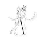  amalgum anthro canine dog duo fancy female german_shepherd greyscale gsd koosh koosh-ball male mammal monochrome pencils riley safe skirt steggy straight suggestive 