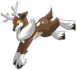  ambiguous_gender antlers cervine deer feral hooves horn jumping mammal nintendo plain_background pok&#233;mon pok&eacute;mon sawsbuck solo spots transparent_background unknown_artist video_games warm_colors winter 