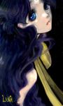  bishoujo_senshi_sailor_moon blue_eyes blue_hair bow close-up dolcexxx lips lowres luna_(sailor_moon) luna_(sailor_moon)_(human) oekaki personification ribbon solo yellow_bow 