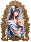  bare_shoulders crossdressing flower grey_eyes hair_flower hair_ornament highres imari long_hair male_focus mouse nezumi_(no.6) no.6 open_mouth purple_hair solo transparent_background upper_body 