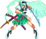  aguy aqua_hair female girl katana konpaku_youmu lowres pixel_art short_hair sword touhou weapon 