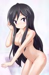  a_channel bathtub black_hair breasts highres large_breasts long_hair lou_(battle32) nishi_yuuko nude purple_eyes smile solo 