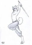  action anthro bask canine dog husky invalid_tag mammal monochrome ninja pose rico samurai sketch solo traditional traditional_media 