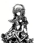  acryl arms_behind_back ascot bad_id bad_pixiv_id dress greyscale mizuhashi_parsee monochrome pointy_ears solo touhou 