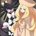  blonde_hair blue_eyes cattleya_(pokemon) elite_four gothitelle green_eyes hat nintendo pokemon 