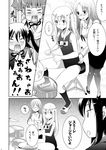  drum drum_set drumsticks glasses gouda_nagi greyscale instrument k-on! kneehighs monochrome multiple_girls nakano_azusa pantyhose saitou_sumire school_swimsuit school_uniform shoes suzuki_jun swimsuit translation_request uwabaki yamanaka_sawako 