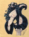  breasts curly_hair female hair mammal nipples nude purple_eyes pussy skunk solo stephanie_lynn 