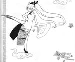  butterfly china_dress chinadress chinese_clothes cropped doujinshi dress fan genderswap high_heels long_hair monochrome naruko naruto satuki37 shoes 