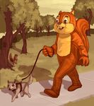  creepy dog feral forest furries_with_pets fursuit harness human leash mammal mike_mitchell mindfuck nightmare_fuel pet rodent scenery squirrel tree walking warm_colors what wood 