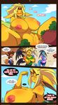  anthro bag big_breasts black_nose blitza blonde_hair blue blue_body blush bow breasts brown brown_fur brown_hair chalo chest_tuft comic eevee eeveelution eeveelutions electricity english_text female fur green_eyes growing growth hair huge_breasts hyper hyper_breasts jolteon jolty long_hair looking_up macro male muscles nintendo nipples nude outside pok&#233;mon pok&#233;morph pok&eacute;mon pok&eacute;morph sitting size_difference skirt smile spread_legs spreading tail text tuft vaporeon video_games wide_hips wings 