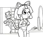  bra breasts cat cat_ears duo feline female francine francine_manx mammal monochrome panties polly_ester polly_esther samurai_pizza_cats shep tail underwear 