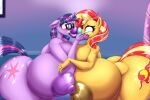 anthro areola big_breasts blues64 breast_squish breasts breasts_frottage duo equestria_girls equid equine eyewear female female/female friendship_is_magic glasses hasbro hi_res horn huge_breasts hyper hyper_breasts kissing lips mammal my_little_pony nipples nude simonaquarius squish sunset_shimmer_(eg) thick_lips thick_thighs twilight_sparkle_(mlp) unicorn