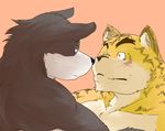  about_to_kiss bear blush canine dog duo eye_contact feline gay kotori looking_at_each_other male mammal romantic stare tiger topless 
