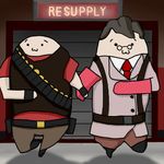  :3 bad_id bad_pixiv_id black_hair chibi glasses multiple_boys noobision team_fortress_2 the_heavy the_medic 