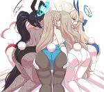  5girls :d absurdly_long_hair absurdres akane_(blue_archive) akane_(bunny)_(blue_archive) all_fours animal_ears ass asuna_(blue_archive) bare_back black_hair black_pantyhose blue_archive braid breasts brown_hair cleaning_&amp;_clearing_(blue_archive) commentary_request dark-skinned_female dark_skin earpiece elbow_gloves fake_animal_ears fake_tail fishnet_pantyhose fishnets french_braid from_behind gloves hair_between_eyes hair_over_one_eye hairband halo hand_on_own_ass highleg highleg_leotard highres karin_(blue_archive) karin_(bunny)_(blue_archive) large_breasts leotard light_brown_hair long_hair looking_at_another looking_at_viewer majinmallow multicolored_hair multiple_girls neru_(blue_archive) neru_(bunny)_(blue_archive) official_alternate_costume official_alternate_hairstyle pantyhose playboy_bunny ponytail rabbit_ears rabbit_tail red_hair red_leotard shoulder_blades sideboob sidelocks simple_background single_braid smile strapless strapless_leotard streaked_hair tail toki_(blue_archive) toki_(bunny)_(blue_archive) two-tone_hair very_long_hair wavy_hair white_background white_gloves yellow_eyes 