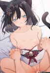  1boy 1girl :o animal_ears black_hair blue_eyes blush breasts cat_ears cat_tail collarbone commentary commission cum cum_in_pussy cum_overflow ejaculation hair_ornament heart holding_hands interlocked_fingers japanese_clothes kimono looking_at_viewer lying missionary miyako_(yaoyoro_onsenkyo) nipples nonoyama on_back penis pov pov_crotch pov_hands pussy_juice sex skeb_commission small_breasts sweat tail tassel tassel_hair_ornament vaginal white_kimono yaoyoro_onsenkyo 