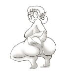 absurd_res amphibian anthro anus big_breasts big_butt breasts butt crouching dddoodles ear_piercing eyelashes eyewear female genitals glasses hi_res lungless_salamander nude piercing pupils pussy rear_view round_glasses salamander sally_(scalie_schoolie) scalie_schoolie simple_background slit_pupils smile solo spread_butt spreading spring_salamander thick_thighs webcomic white_background wide_hips