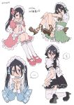  ... 1girl :d ? absurdres alternate_costume alternate_hairstyle apron black_dress black_footwear black_hair bleach blue_dress blush brown_footwear dress green_dress hair_between_eyes highres kneehighs kuchiki_rukia long_hair long_sleeves looking_at_viewer maid maid_apron maid_headdress multiple_views open_mouth pink_dress pink_footwear puffy_short_sleeves puffy_sleeves purple_eyes rinner373 shoes short_hair short_sleeves side_ponytail smile socks thighhighs twintails twitter_username white_background white_socks white_thighhighs 