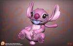 alien angel_(lilo_and_stitch) disney female feral genitals gibly lilo_and_stitch pink_body pussy size_difference smaller_female solo spread_pussy spreading tongue tongue_out