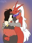 2023 abstract_background anthro black_body black_hair blaziken breast_grab breasts brother_(lore) brother_and_sister_(lore) duo erection eyes_closed female generation_3_pokemon genitals hair hand_on_breast hi_res horn inbreeding incest_(lore) kissing kittydee long_hair male male/female medium_breasts multicolored_body nintendo nipples nude penis pokemon pokemon_(species) pregnant pregnant_female pussy red_body sex sibling_(lore) signature sister_(lore) thigh_sex white_hair