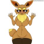1:1 2024 anthro black_clothing black_legwear blush breasts cel_shading clothed clothing colored colored_sketch detailed digital_drawing_(artwork) digital_media_(artwork) ear_tuft eeveelution eyebrows female flarethensfwartist fur generation_1_pokemon hair hi_res inner_ear_fluff legwear light lighting looking_at_viewer mammal navel neck_tuft nintendo pokemon pokemon_(species) shaded signature simple_background simple_shading sketch smile smug_expression smug_face soft_shading solo solo_focus tail thigh_highs tuft watermark