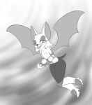 alternate_breast_size anthro bat blush breasts clothed clothing fangs female flashing greyscale hi_res humanoid mammal monochrome one_eye_closed partlysmith pulling_down_top rouge_the_bat sega small_breasts solo sonic_the_hedgehog_(series) teeth topless wide_hips wink