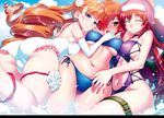  arcana_heart arcana_heart_2 arcana_heart_3 ass bikini blush breasts casual_one-piece_swimsuit clarice_di_lanza closed_eyes drill_hair earrings elbow_gloves elsa_la_conti girl_sandwich gloves habit hair_over_one_eye jewelry koume_keito long_hair medium_breasts multiple_girls navel one-piece_swimsuit petra_johanna_lagerkvist sandwiched short_hair side-tie_bikini sideboob smile swimsuit thigh_strap underboob very_long_hair white_swimsuit yuri 